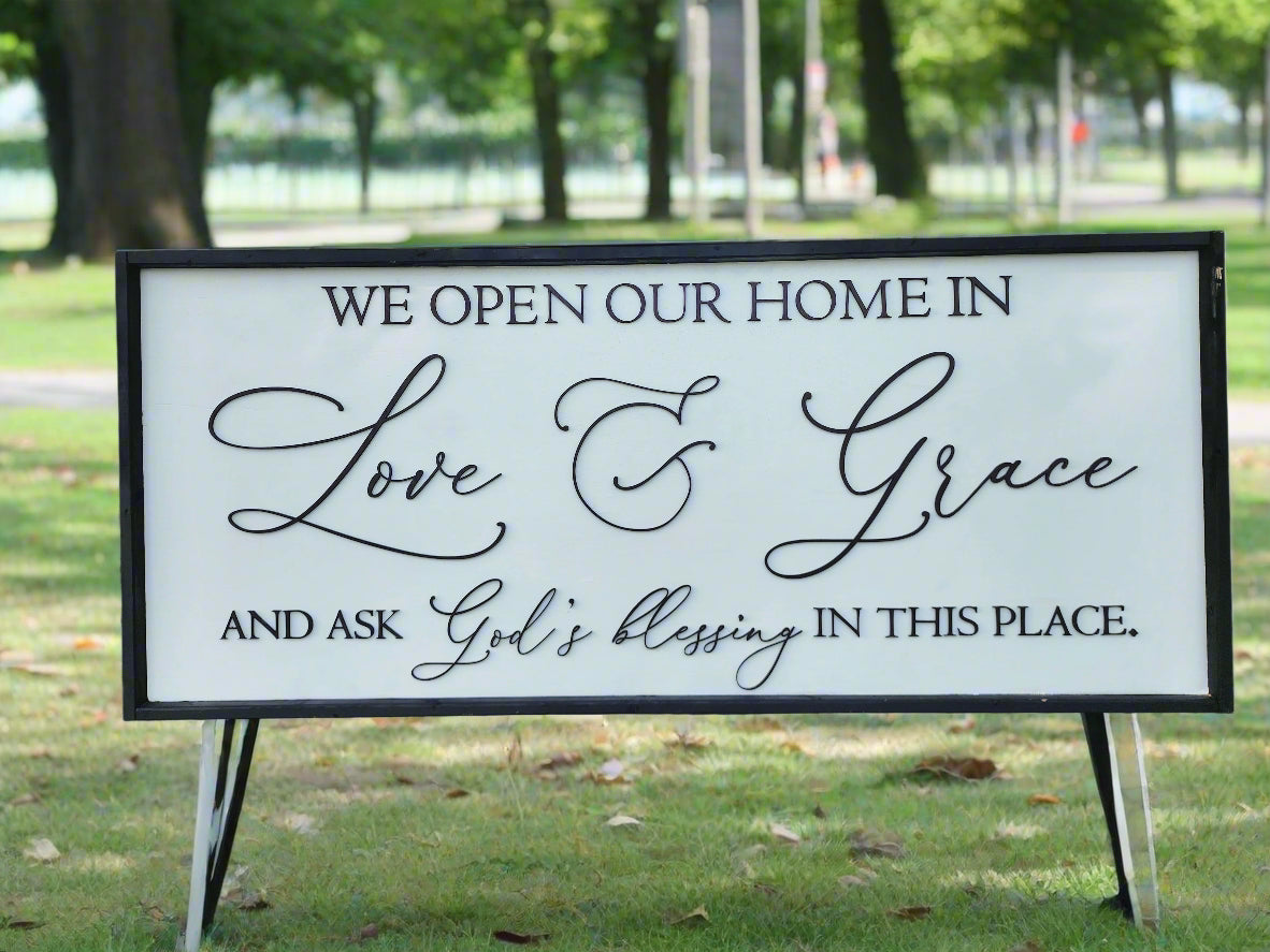 "Love & Grace" Welcome Sign – Inspirational Christian Home Décor