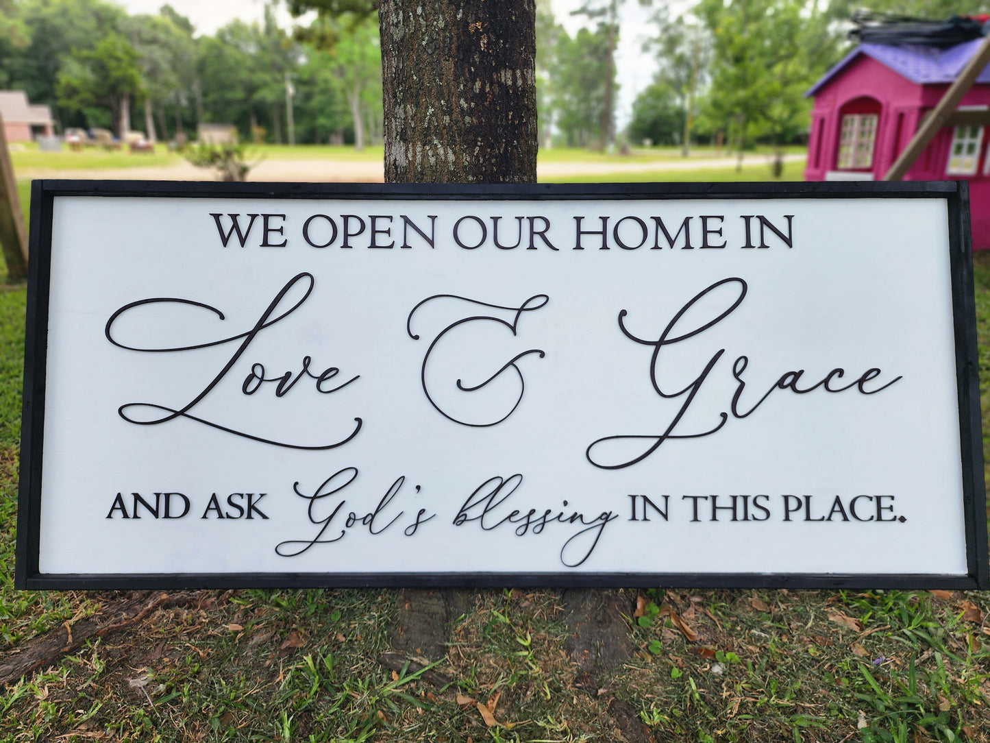 "Love & Grace" Welcome Sign – Inspirational Christian Home Décor