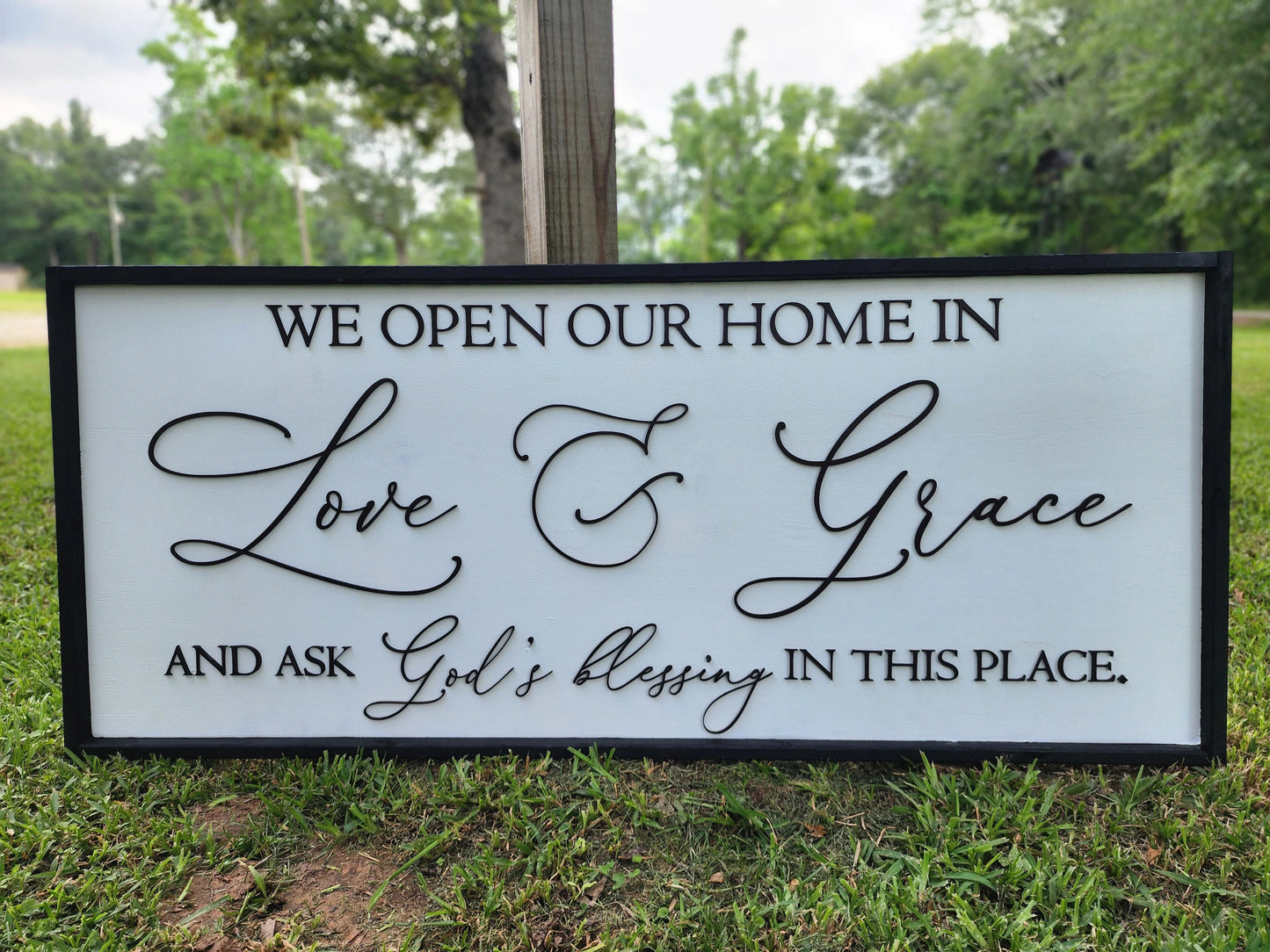 "Love & Grace" Welcome Sign – Inspirational Christian Home Décor