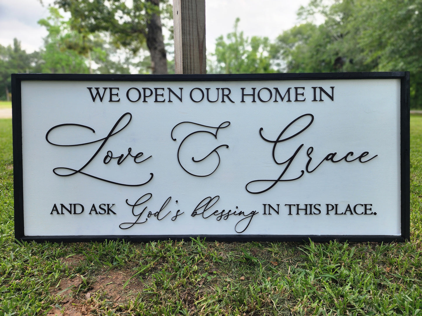 "Love & Grace" Welcome Sign – Inspirational Christian Home Décor
