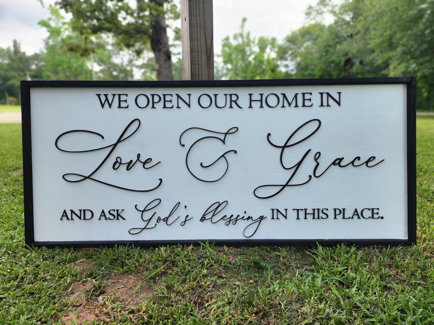 "Love & Grace" Welcome Sign – Inspirational Christian Home Décor
