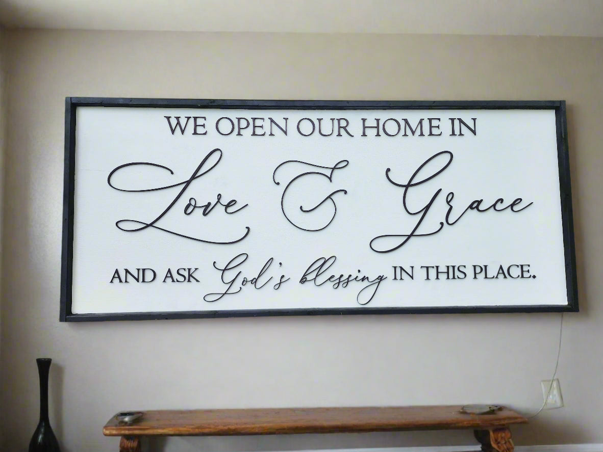 "Love & Grace" Welcome Sign – Inspirational Christian Home Décor