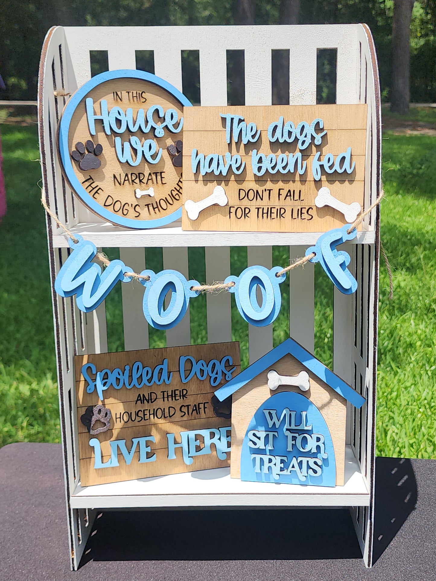 Dog Tiered Shelf Decor – Rustic Farmhouse Dog Lover Display