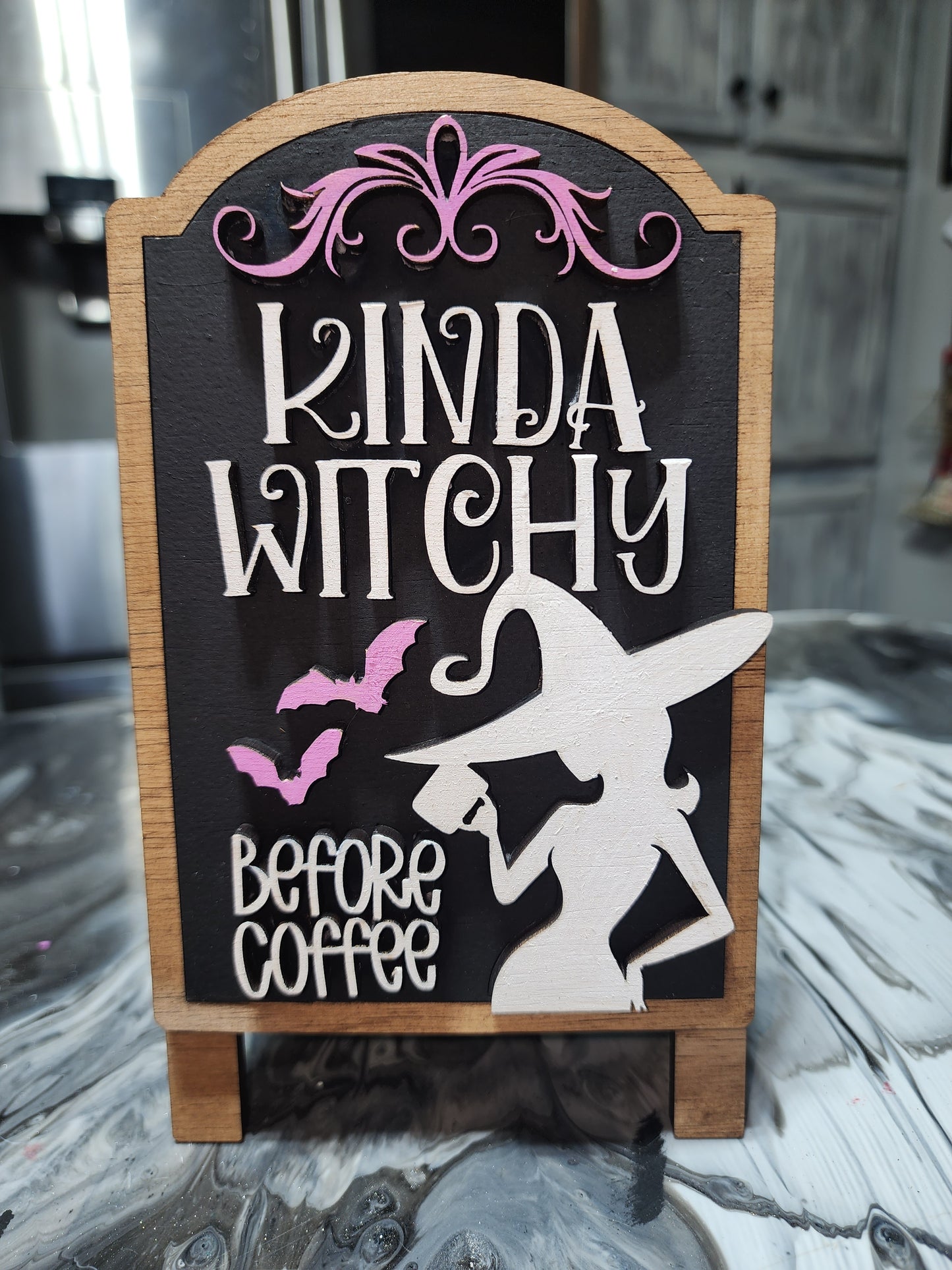 Kinda Witchy Before Coffee Sign – Rustic Halloween Coffee Bar Décor