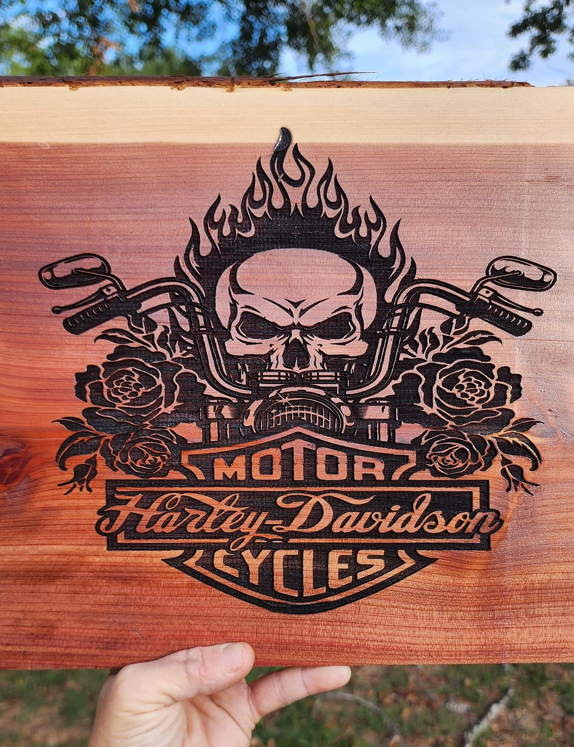 Engraved Harley Davidson Sign - Classic Motorcycle Wall Decor