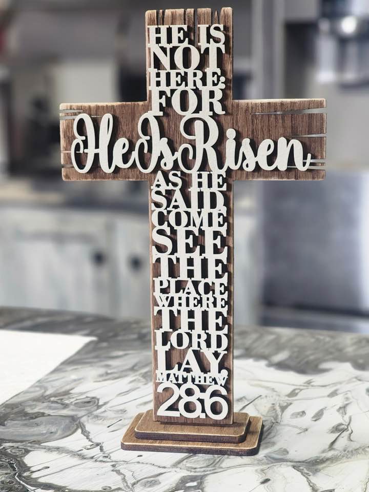 He is Risen Layered Cross