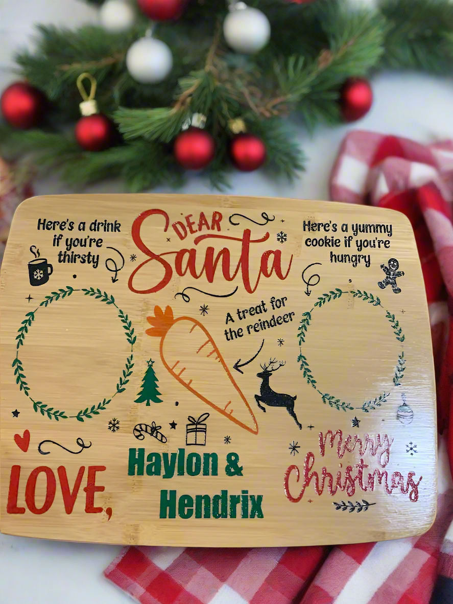 Engraved Santa Board - Dear Santa Tray for Festive Holiday Cheer