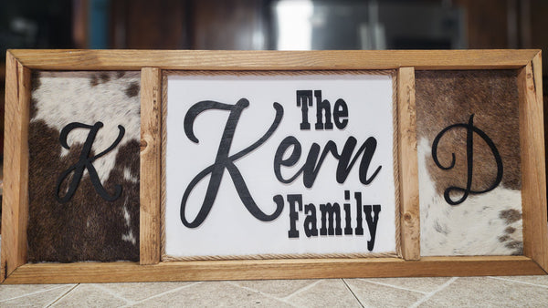 3D Custom Cowhide Sign - Personalized Rustic Decor for Home or Business