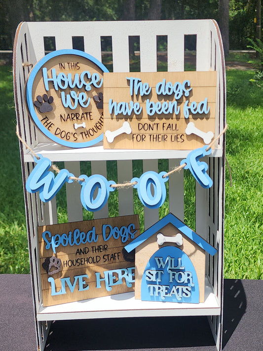 Dog Tiered Shelf Decor – Rustic Farmhouse Dog Lover Display