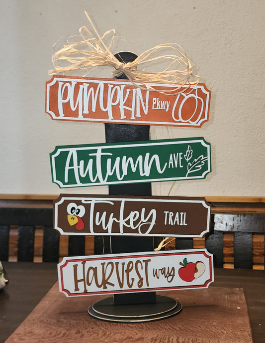 Rustic Fall Street Sign Décor – Pumpkin, Autumn, Turkey & Harvest
