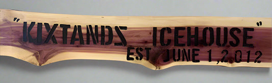 Company Name sign on cedar wood.