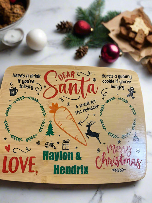 Engraved Santa Board - Dear Santa Tray for Festive Holiday Cheer